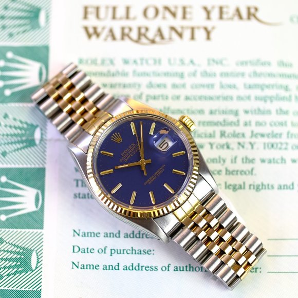 Rolex Men's Datejust 2tone 36mm Factory Blue Dial - Picture 4 of 10